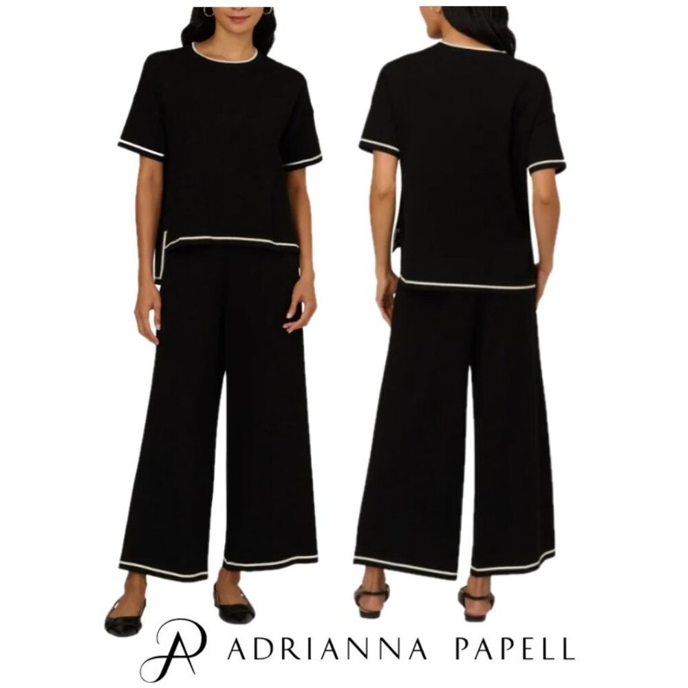 NWT Adrianna Papell Women's Lightweight Sweater Set, Black